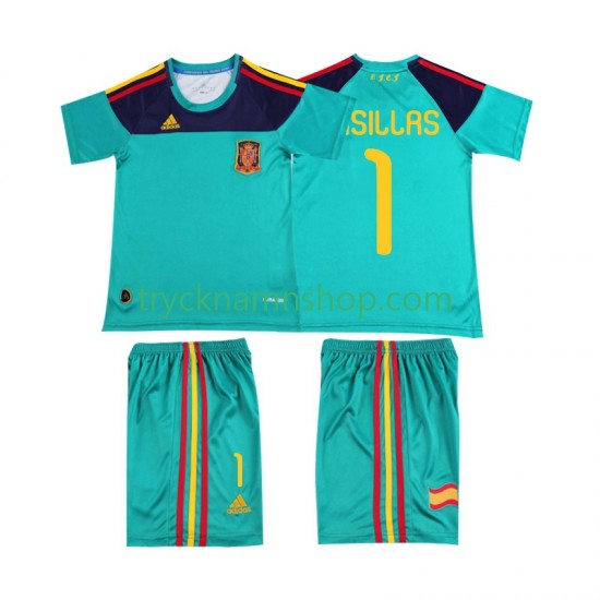 Spanien Casillas 1 2010 Tröja Retro 1:a Matchställ Barn Kortärmad