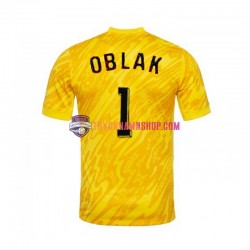Slovenien Målvakt Jan Oblak 1 Euro 2024 Tröja Gul 1:a Matchställ Män Kortärmad