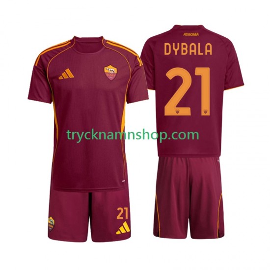 AS Roma Dybala 21 2025-2026 Tröja 1:a Matchställ Barn Kortärmad