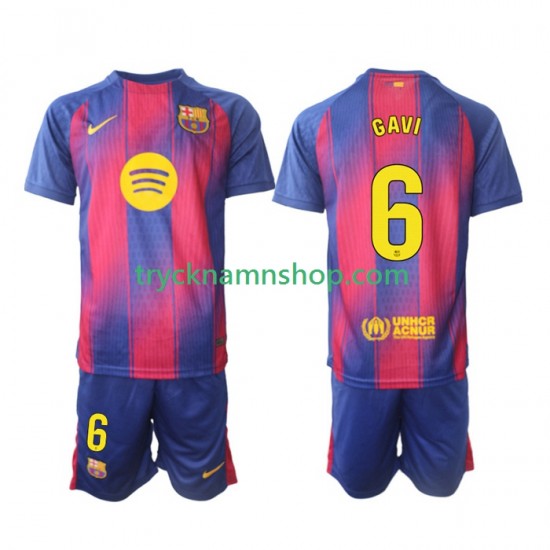 FC Barcelona Gavi 6 2025-2026 Tröja 1:a Matchställ Barn Kortärmad