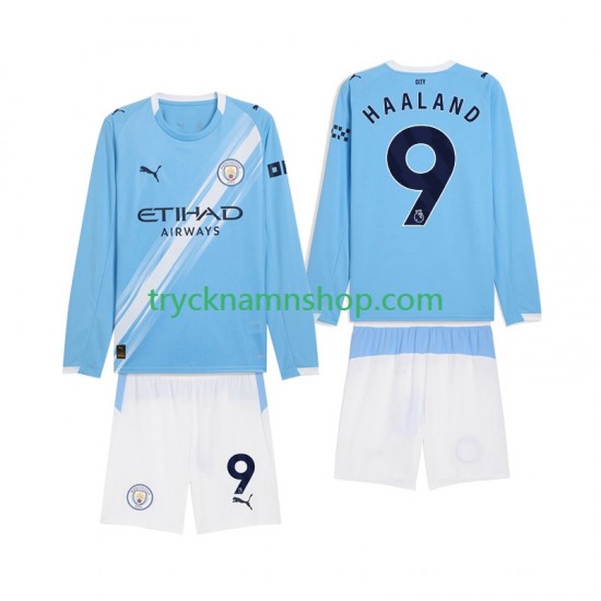 Manchester City Erling Haaland 9 2025-2026 Tröja 1:a Matchställ Barn Långärmad