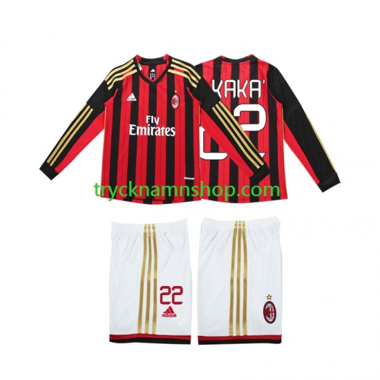 AC Milan Kaka 22 2013 2014 Tröja Retro 1:a Matchställ Barn Långärmad
