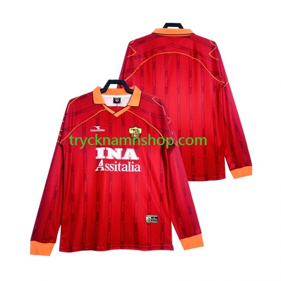 AS Roma 1999 2000 Tröja Retro 1:a Matchställ Män Långärmad