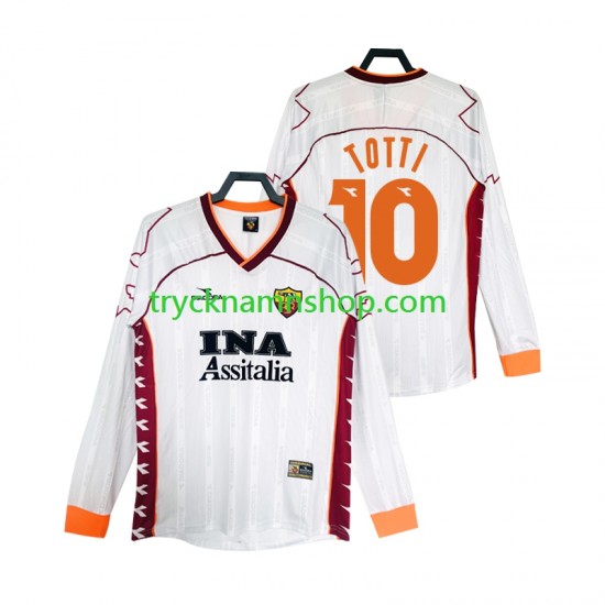AS Roma Totti 10 1999 2000 Tröja Retro 2:a Matchställ Män Långärmad