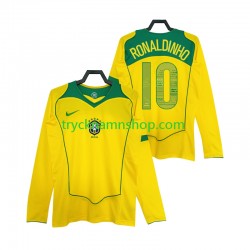 Brasilien RONALDINHO 10 2004 Tröja Retro 1:a Matchställ Män Långärmad