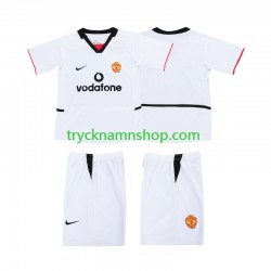 Manchester United Football Shirt 2002 2003 2:a Matchställ Barn Kortärmad