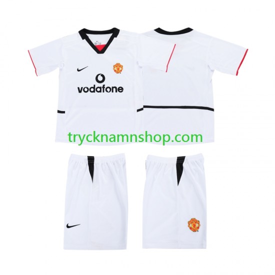 Manchester United Football Shirt 2002 2003 2:a Matchställ Barn Kortärmad