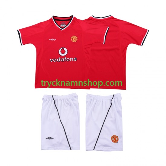 Manchester United 2000 2002 Tröja Retro 1:a Matchställ Barn Kortärmad