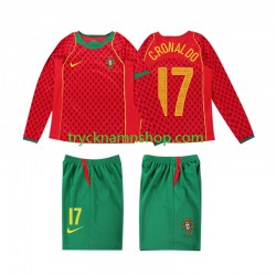 Portugal Cristiano Ronaldo 17 2004 Tröja Retro 1:a Matchställ Barn Långärmad