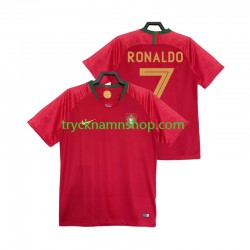 Portugal Cristiano Ronaldo 7 2018 Tröja Retro 1:a Matchställ Män Kortärmad