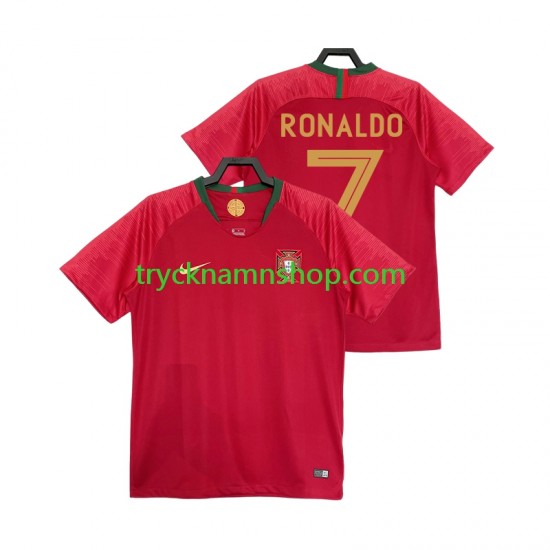 Portugal Cristiano Ronaldo 7 2018 Tröja Retro 1:a Matchställ Män Kortärmad