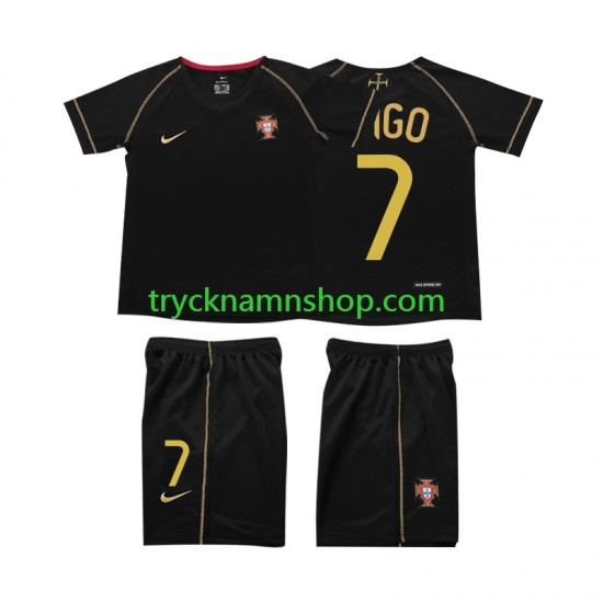 Portugal FIGO 7 2006 Tröja Retro 2:a Matchställ Barn Kortärmad