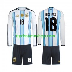 Argentina Nico Paz 18 VM 2026 Tröja 1:a Matchställ Barn Långärmad