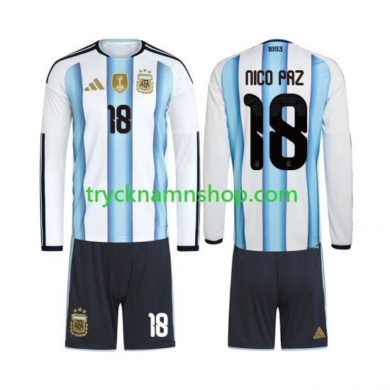 Argentina Nico Paz 18 VM 2026 Tröja 1:a Matchställ Barn Långärmad