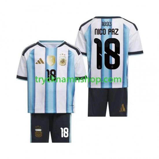 Argentina Nico Paz 18 VM 2026 Tröja 1:a Matchställ Barn Kortärmad