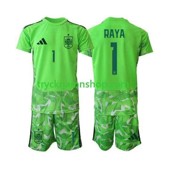 Spanien Målvakt David Raya 1 6th Green color VM 2026 Tröja Barn Kortärmad