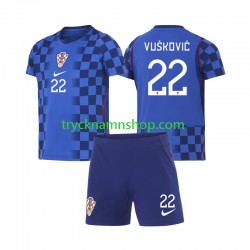 Kroatien Luka Vuskovic 22 VM 2026 Tröja 2:a Matchställ Barn Kortärmad