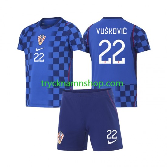 Kroatien Luka Vuskovic 22 VM 2026 Tröja 2:a Matchställ Barn Kortärmad