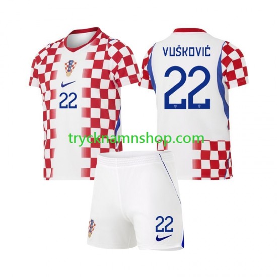 Kroatien Luka Vuskovic 22 VM 2026 Tröja 1:a Matchställ Barn Kortärmad