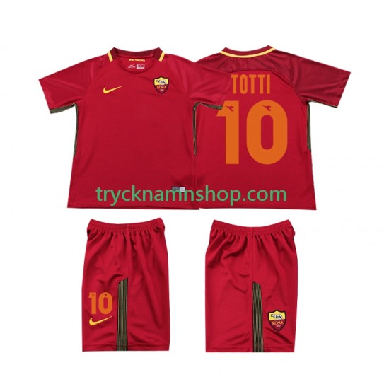 AS Roma Totti 10 2017-2018 Tröja Retro 1:a Matchställ Barn Kortärmad