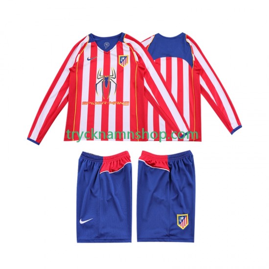 Atlético Madrid 2004 2005 Tröja Retro 1:a Matchställ Barn Långärmad