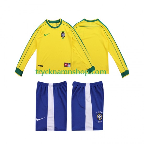 Brasilien 1998 Tröja Retro 1:a Matchställ Barn Långärmad