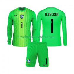 Brasilien Målvakt Alisson Becker 1 2026 Tröja 1:a Matchställ Barn Långärmad