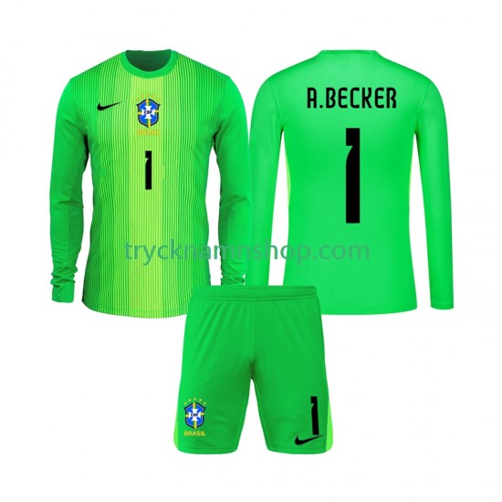 Brasilien Målvakt Alisson Becker 1 2026 Tröja 1:a Matchställ Barn Långärmad