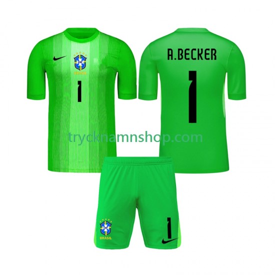 Brasilien Målvakt Alisson Becker 1 2026 Tröja 1:a Matchställ Barn Kortärmad