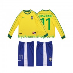 Brasilien RONALDINHO 11 1998 Tröja Retro 1:a Matchställ Barn Långärmad