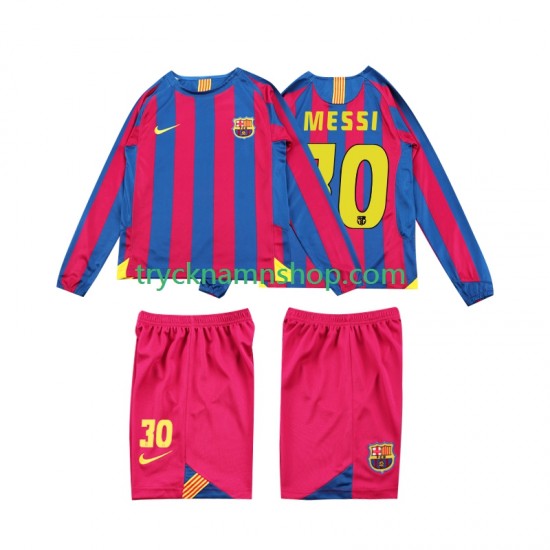 FC Barcelona Lionel Messi 10 2005 2006 Tröja Retro 1:a Matchställ Barn Långärmad