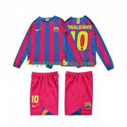 FC Barcelona RONALDINHO 10 2005 2006 Tröja Retro 1:a Matchställ Barn Långärmad