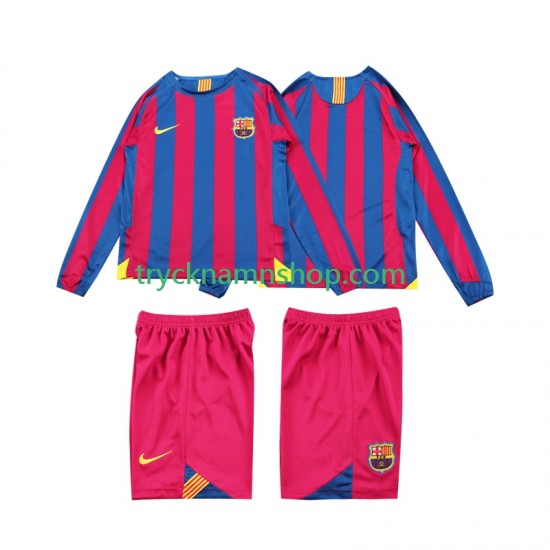 FC Barcelona 2005 2006 Tröja Retro 1:a Matchställ Barn Långärmad