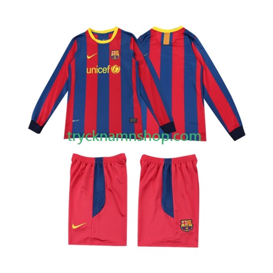 FC Barcelona 2010 2011 Tröja Retro 1:a Matchställ Barn Långärmad