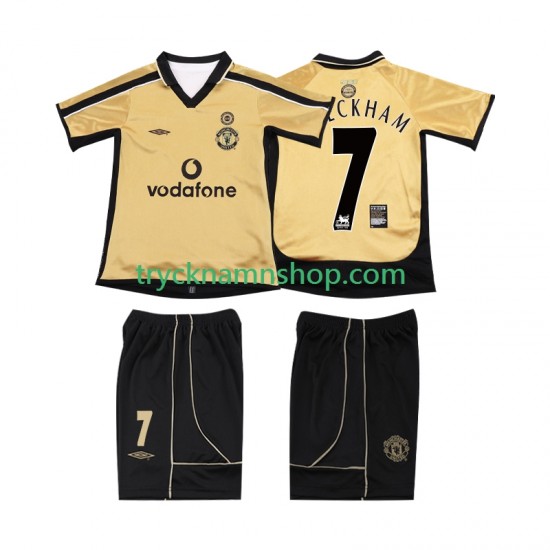 Manchester United BECKHAM 7 Anniversary Football Shirt 2001 2002 3:e Matchställ Barn Kortärmad