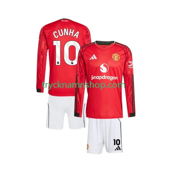 Manchester United Matheus Cunha 10 2025-2026 Tröja 1:a Matchställ Barn Långärmad