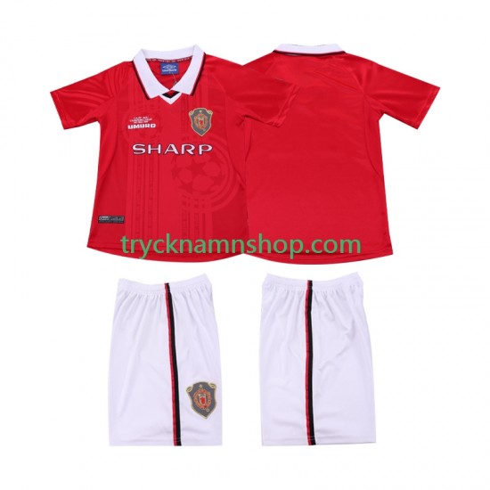 Manchester United 1999 2000 Tröja Retro 1:a Matchställ Barn Kortärmad