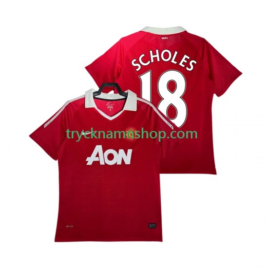 Manchester United SCHOLES 18 2010 2011 Tröja Retro 1:a Matchställ Män Kortärmad