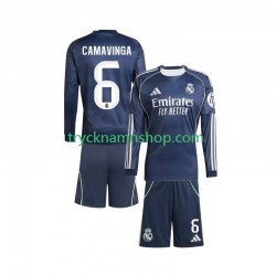 Real Madrid Camavinga 6 2025-2026 Tröja 2:a Matchställ Barn Långärmad