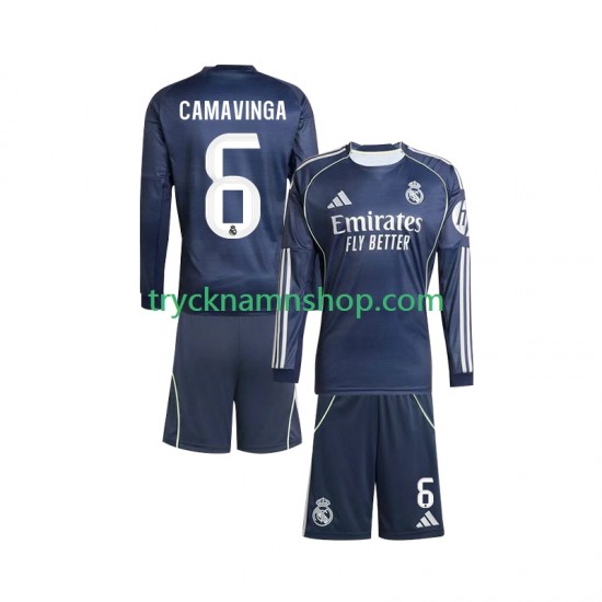 Real Madrid Camavinga 6 2025-2026 Tröja 2:a Matchställ Barn Långärmad