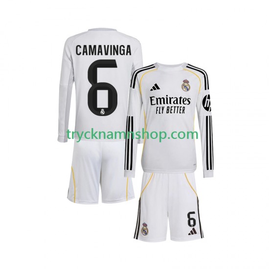 Real Madrid Camavinga 6 2025-2026 Tröja 1:a Matchställ Barn Långärmad