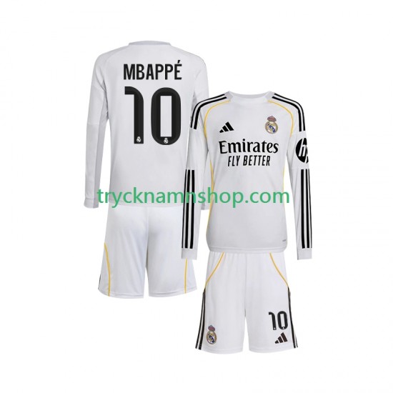 Real Madrid Kylian Mbappe 10 2025-2026 Tröja 1:a Matchställ Barn Långärmad