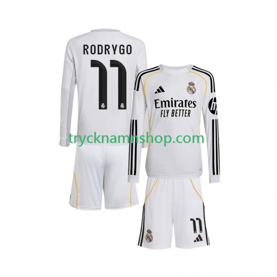 Real Madrid Rodrygo 11 2025-2026 Tröja 1:a Matchställ Barn Långärmad
