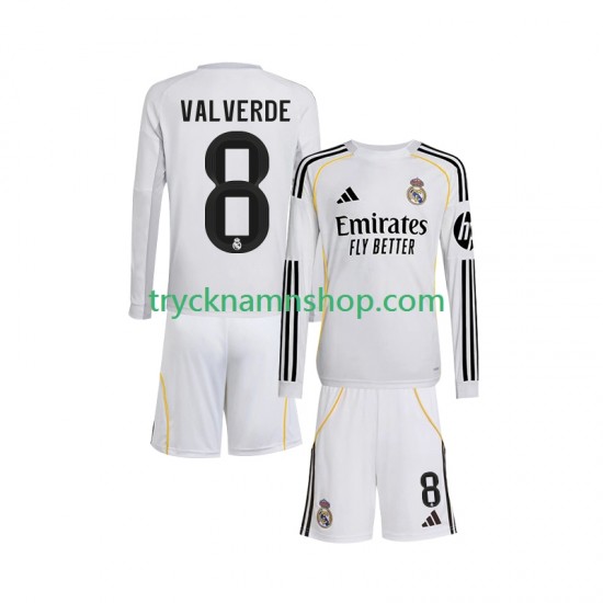 Real Madrid Valverde 8 2025-2026 Tröja 1:a Matchställ Barn Långärmad