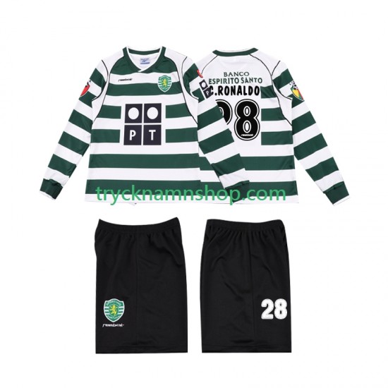 Sporting Lissabon Cristiano Ronaldo 28 2001 2003 Tröja Retro 1:a Matchställ Barn Långärmad