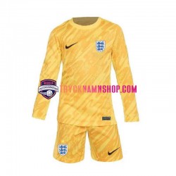 England Målvakt Euro 2024 Tröja Gul 2:a Matchställ Barn Långärmad