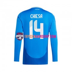 Italien Chiesa 14 Euro 2024 Tröja Blå 1:a Matchställ Män Långärmad