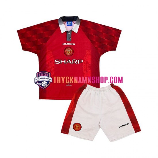 Manchester United 1996 Tröja Retro 1:a Matchställ Barn Kortärmad